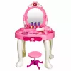 LEAN TOYS Vaikų tualetinis staliukas su kėde, šviesomis, džiovintuvu, aksesuarais, garsais, rožinis