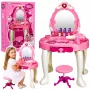 LEAN TOYS Vaikų tualetinis staliukas su kėde, šviesomis, džiovintuvu, aksesuarais, garsais, rožinis