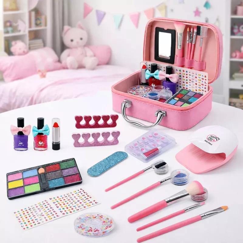 LEAN TOYS Grožio rinkinys kosmetinė vaikams Nagų aksesuarai Džiovintuvas 20 vnt.