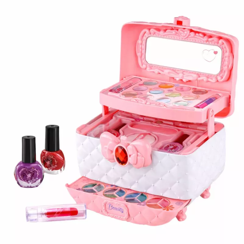 LEAN TOYS Grožio rinkinys makiažui ir nagams, kosmetikos dėklas vaikams
