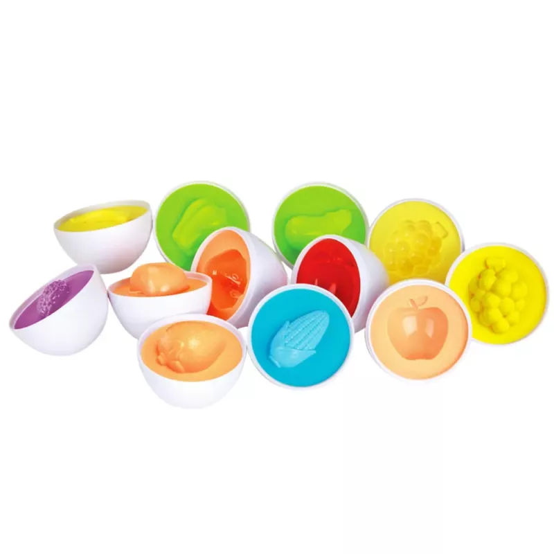 LEAN TOYS Educational Egg Sorter, Shape Matching, Colorful Fruits, 12 vnt.