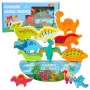 LEAN TOYS Dinozaurų bokšto pusiausvyros žaidimas Vikrumo mediniai blokeliai dėlionė 12 vnt.