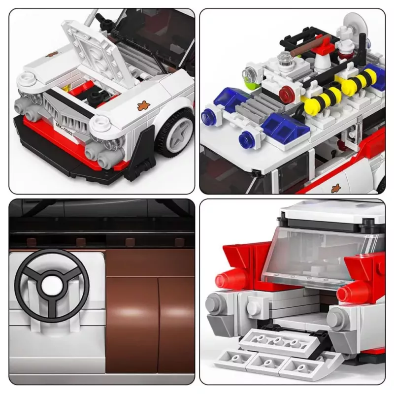 LEAN TOYS Statybiniai blokeliai Automobilis Ghost Bus Baltas 631 vnt.