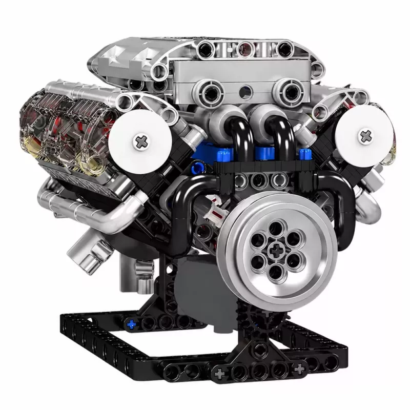 LEAN TOYS Construction Blocks V8 Engine Mechanical Model Moving Pistons 552 pcs.