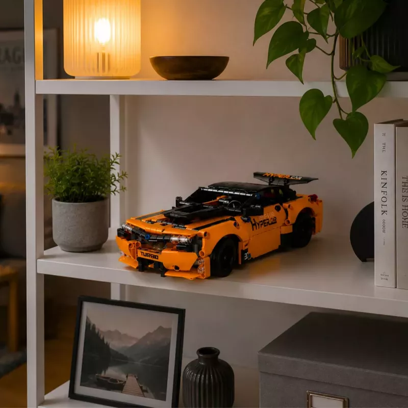 LEAN TOYS RC automobilis su nuotolinio valdymo pultu, konstrukciniai blokeliai, oranžinis, 545 vnt.
