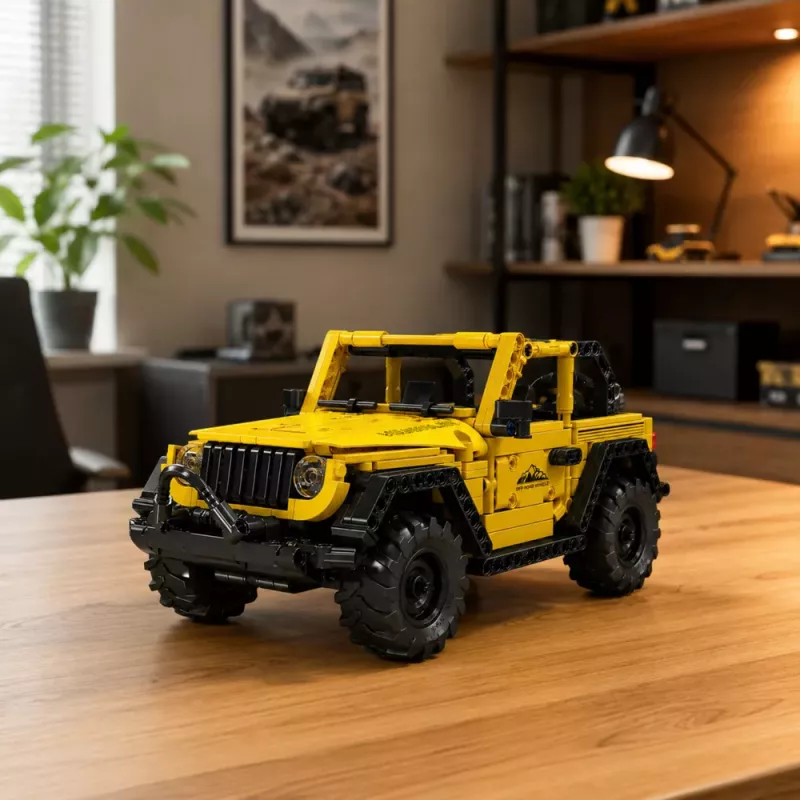 LEAN TOYS Construction Bricks Car Off-Road Vehicle Wrangler Yellow 746 pcs.