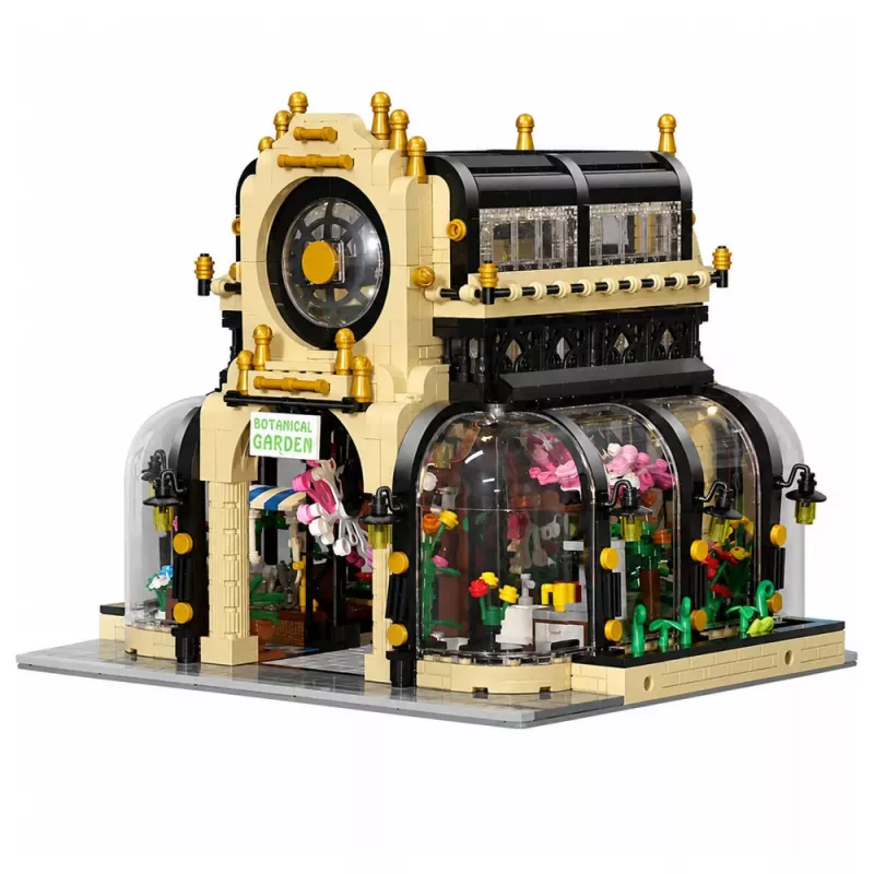 LEAN TOYS Statybiniai blokeliai Botanikos sodas Oranžerija su LED apšvietimu 2147 dalių