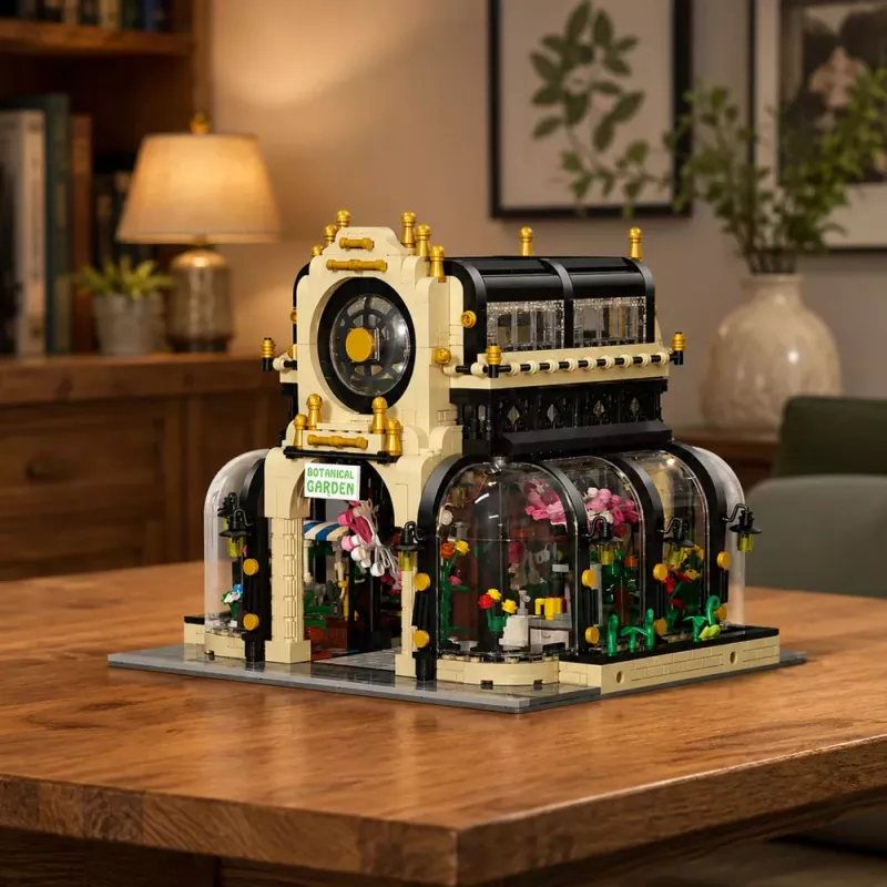 LEAN TOYS Statybiniai blokeliai Botanikos sodas Oranžerija su LED apšvietimu 2147 dalių