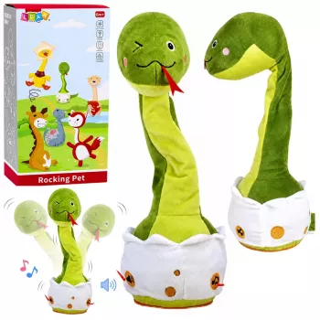LEAN TOYS Pliušinis šokantis gyvatė interaktyvus muzikinis talismanas žalias