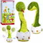 LEAN TOYS Pliušinis šokantis gyvatė interaktyvus muzikinis talismanas žalias