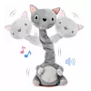 LEAN TOYS Pliušinis šokantis katinas interaktyvus žaislas su muzikiniais garsais, talismanas, pilkas