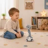 LEAN TOYS Pliušinis šokantis katinas interaktyvus žaislas su muzikiniais garsais, talismanas, pilkas