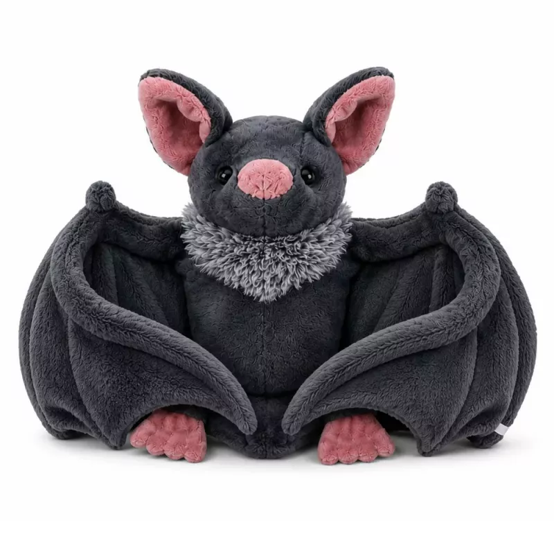 LEAN TOYS Plush Toy Bat with Foldable Wings Gray 57 cm