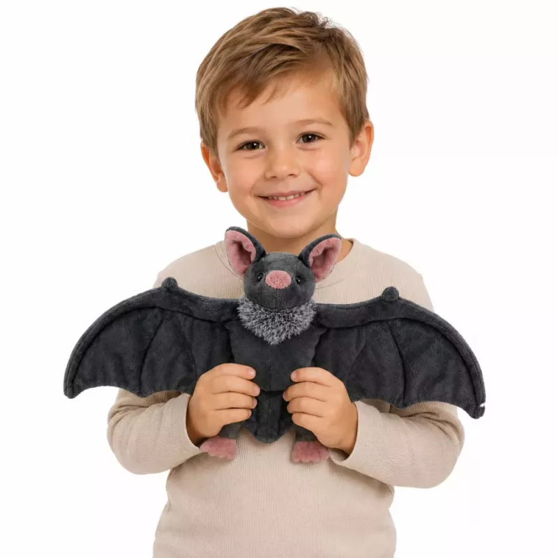 LEAN TOYS Plush Toy Bat with Foldable Wings Gray 57 cm