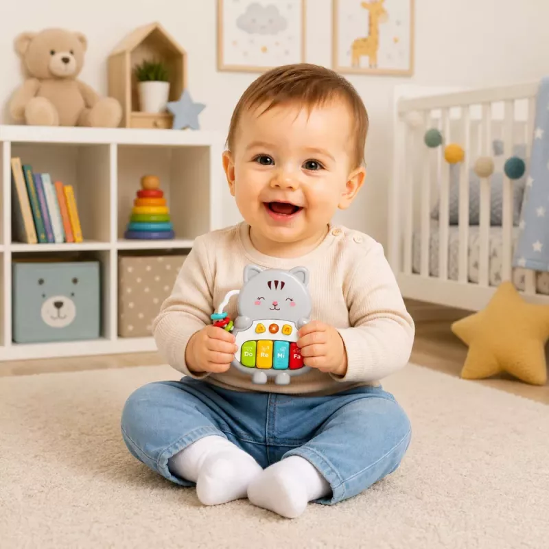 LEAN TOYS Muzikinis žaislas Kačiuko pianinas Mokomasis Mažyliams Melodijos Garsai