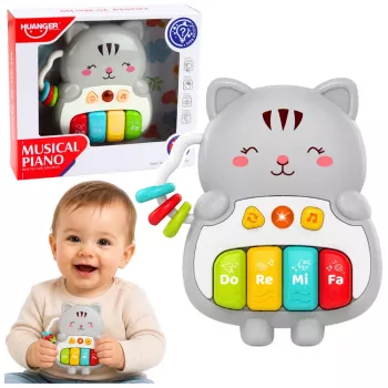 LEAN TOYS Muzikinis žaislas Kačiuko pianinas Mokomasis Mažyliams Melodijos Garsai
