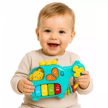 LEAN TOYS Muzikinis sraigtasparnis edukacinis pianinas mažiems vaikams melodijos garsai