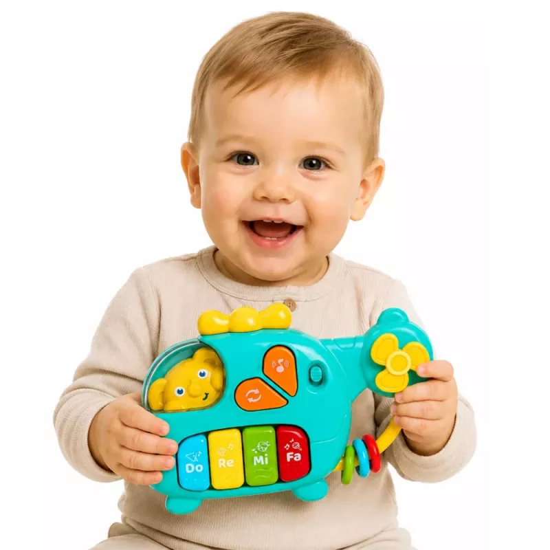 LEAN TOYS Muzikinis sraigtasparnis edukacinis pianinas mažiems vaikams melodijos garsai