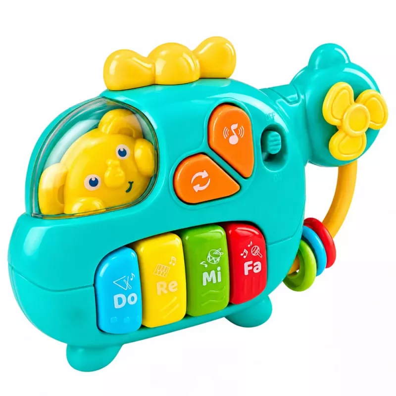 LEAN TOYS Muzikinis sraigtasparnis edukacinis pianinas mažiems vaikams melodijos garsai