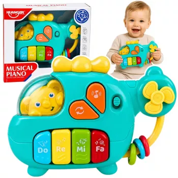 LEAN TOYS Muzikinis sraigtasparnis edukacinis pianinas mažiems vaikams melodijos garsai