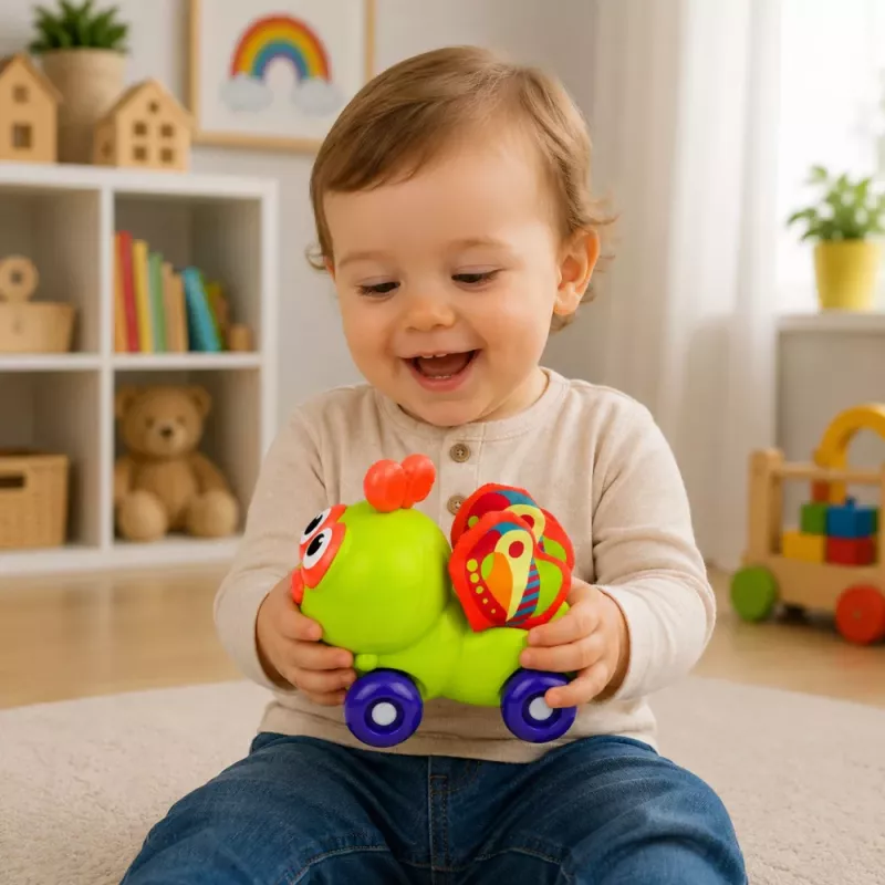 LEAN TOYS Interaktyvus bitės sensorinis automobilis mažyliams, žalias