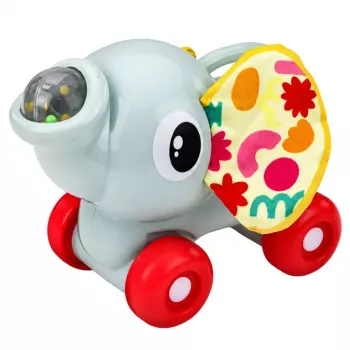 LEAN TOYS Interaktyvus sensorinis žaislas dramblio automobilis mažiems vaikams pilka