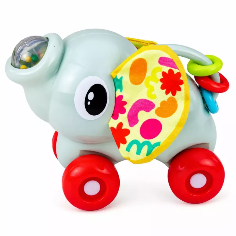 LEAN TOYS Interaktyvus sensorinis žaislas dramblio automobilis mažiems vaikams pilka