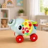 LEAN TOYS Interaktyvus sensorinis žaislas dramblio automobilis mažiems vaikams pilka
