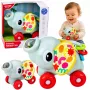LEAN TOYS Interaktyvus sensorinis žaislas dramblio automobilis mažiems vaikams pilka