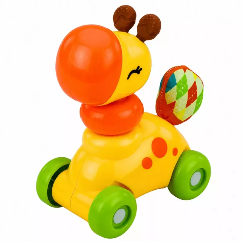 LEAN TOYS Interaktyvus sensorinis žaislas Žirafa automobilis mažiems vaikams Geltona