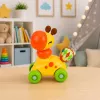 LEAN TOYS Interaktyvus sensorinis žaislas Žirafa automobilis mažiems vaikams Geltona