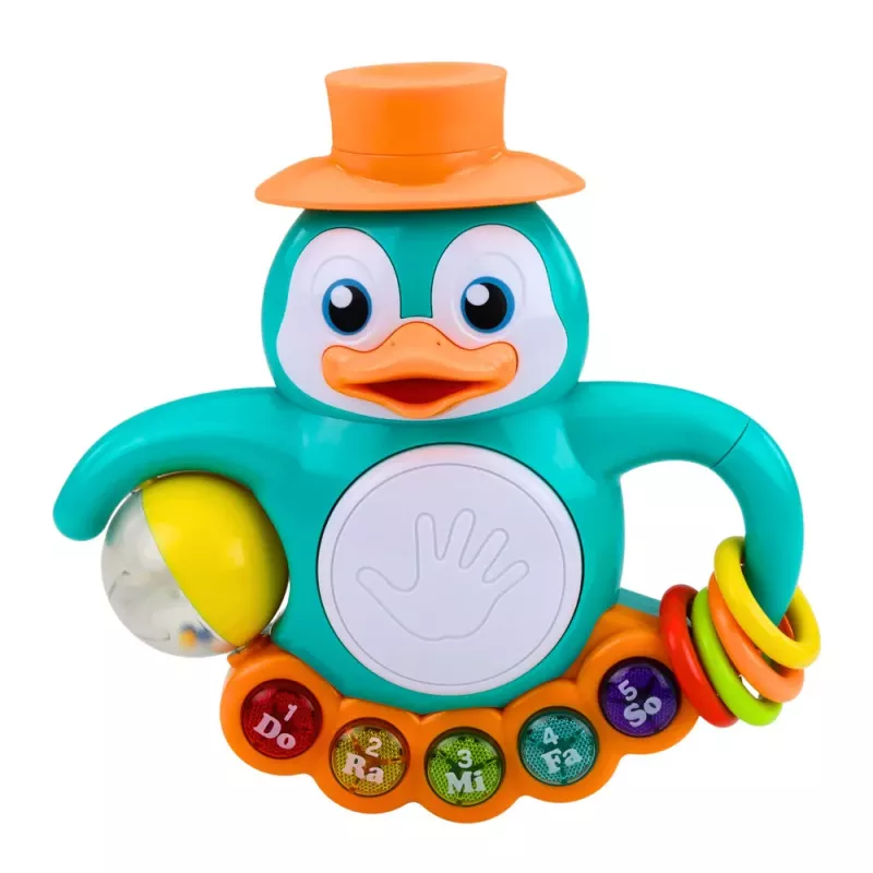 LEAN TOYS Interaktyvus žaislas Pingvino pianinas būgnas karoliukai barškantis kamuolys