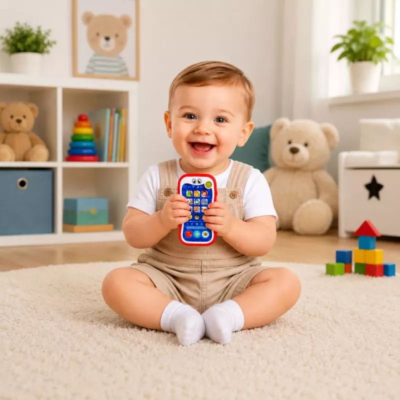 LEAN TOYS Interaktyvus mokomasis telefonas mažiems vaikams su gyvūnų garsais ir švieselėmis