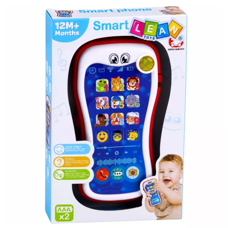 LEAN TOYS Interaktyvus mokomasis telefonas mažiems vaikams su gyvūnų garsais ir švieselėmis