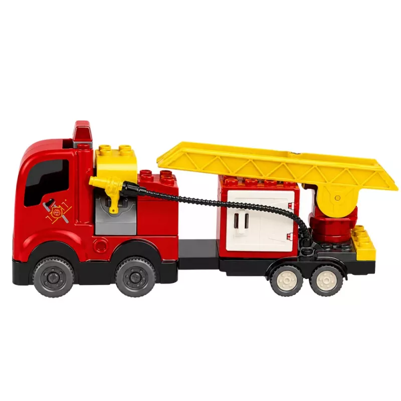 LEAN TOYS Fire Department Motorized Fire Truck Firefighter Figure Building Blocks Set