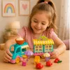 LEAN TOYS Ledų furgonėlio konstravimo rinkinys su motorizuota mergaitės figūrėle