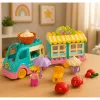 LEAN TOYS Ledų furgonėlio konstravimo rinkinys su motorizuota mergaitės figūrėle