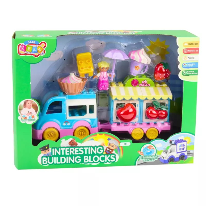 LEAN TOYS Ledų furgonėlio konstravimo rinkinys su motorizuota mergaitės figūrėle