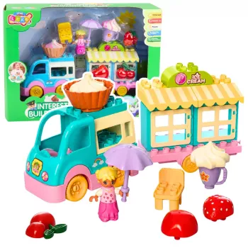 LEAN TOYS Ledų furgonėlio konstravimo rinkinys su motorizuota mergaitės figūrėle