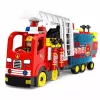 LEAN TOYS Sulankstomas gaisrinis automobilis – statybinių kaladėlių rinkinys su ugniagesių figūrėlėmis, šviesomis ir garsais, 94 dalys