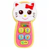 LEAN TOYS Interaktyvus kūdikio telefonas su kačiuko veidrodėliu, barškučiu, švieselėmis ir garsais