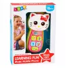LEAN TOYS Interaktyvus kūdikio telefonas su kačiuko veidrodėliu, barškučiu, švieselėmis ir garsais