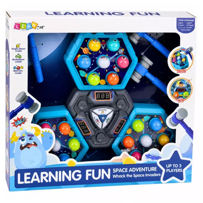 LEAN TOYS Whack-A-Mole Creatures Arcade Game For 3 Players 3 Modes Glowing Hammers