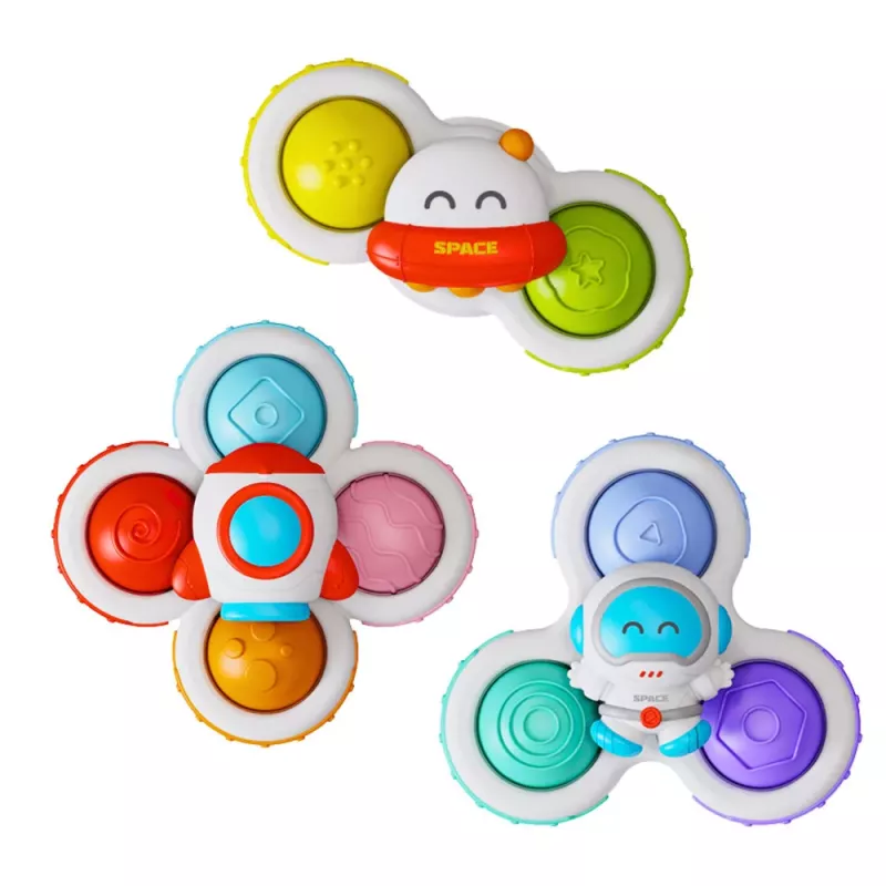 LEAN TOYS Žaislai mažiems vaikams Sensoriniai suktukai su siurbtuku Pop-It Spalvoti 3 vnt.