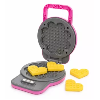LEAN TOYS Virtuvės rinkinys su vaflių keptuvu ir maišytuvu, keičiamais antgaliais, šviesomis ir garsais, rožinis