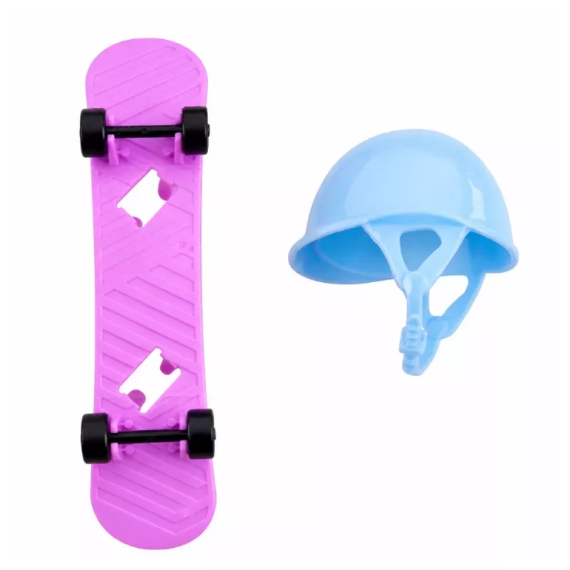 LEAN TOYS Anlily Lėlė su Violetiniu Paspaustuku, Šalmu ir Ilgu Megztiniu