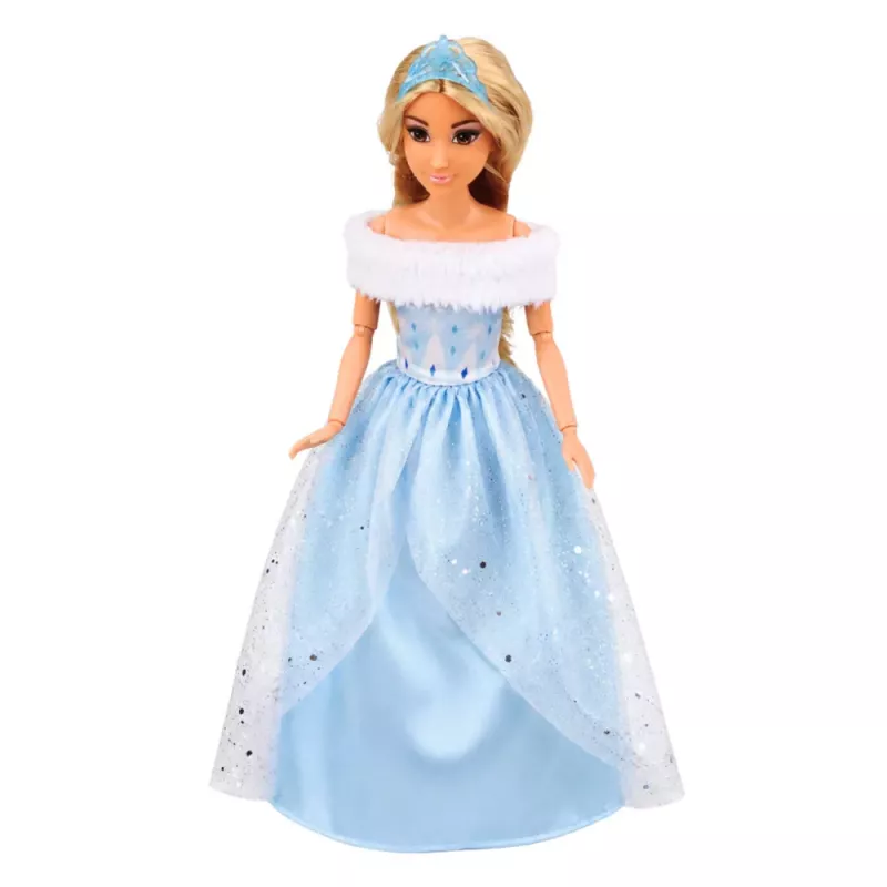 LEAN TOYS Anlily lėlė ant balto žirgo princesė mėlyna suknele aksesuarai