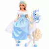 LEAN TOYS Anlily lėlė ant balto žirgo princesė mėlyna suknele aksesuarai