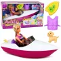 LEAN TOYS Anlily Lėlė su Motorine Valtele, Šuneliu, Liemenėle, Lentos Priedų Rinkiniu