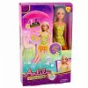 LEAN TOYS Anlily lėlė geltona suknele su kačiuku, sodo baldais, skėčiu ir aksesuarais
